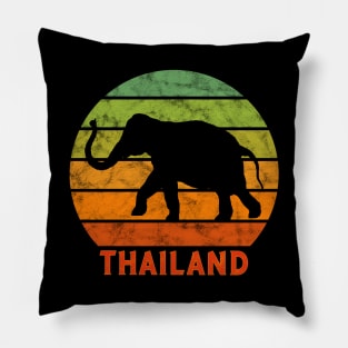 Thailand Elephant Silhouette On A Rainbow Of Sunset Colors Pillow