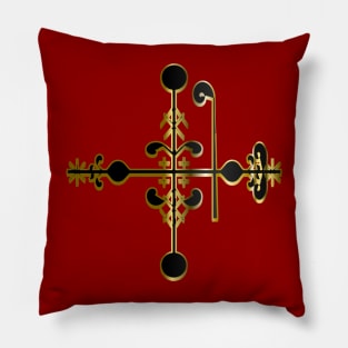 Legba Atibon Voodoo Veve Black Gold Pillow