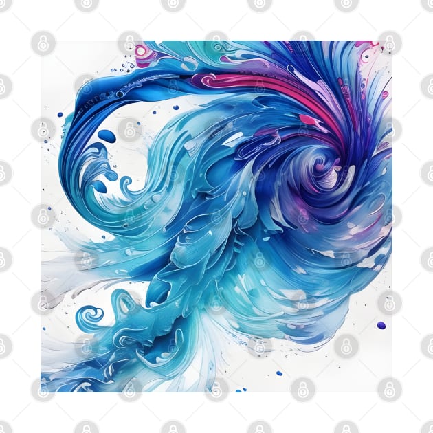 Beautiful Abstract Blue Tsunami by Chance Two Designs