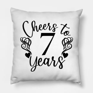 Cheers To 7 Years - 7th Birthday - Anniversary Pillow