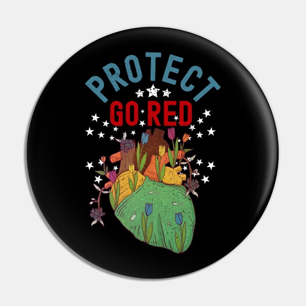 Go Red Health Heart Month Awareness Pin by alcoshirts