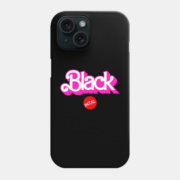 Black Metal Barbie Phone Case by Yossh