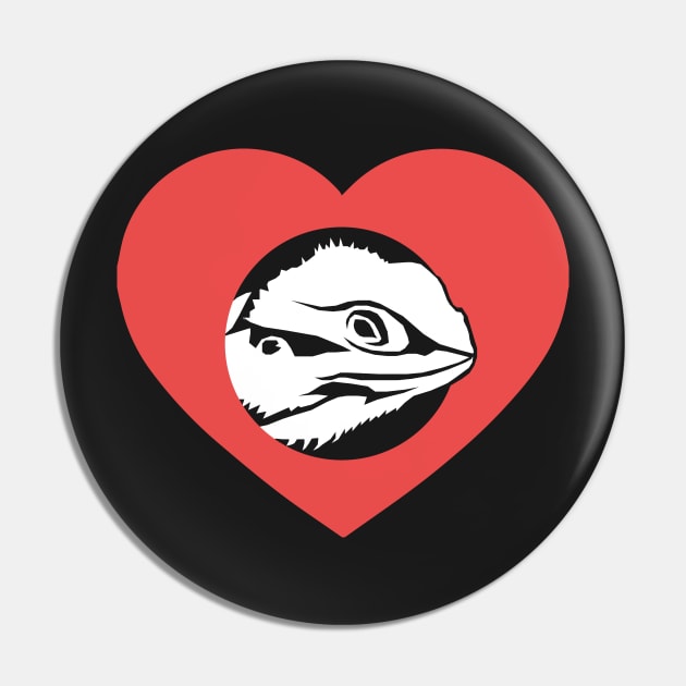 Cute Heart & Bearded Dragon Pin by MeatMan