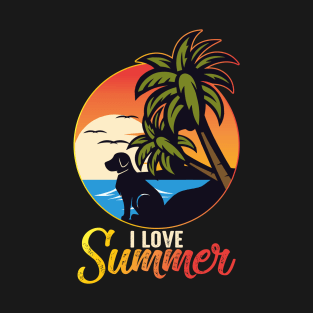 I love summer artistic dog cute art. T-Shirt