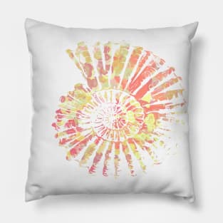 Nautilus Shell Design in Coral and Yellow Paint Pattern Pillow