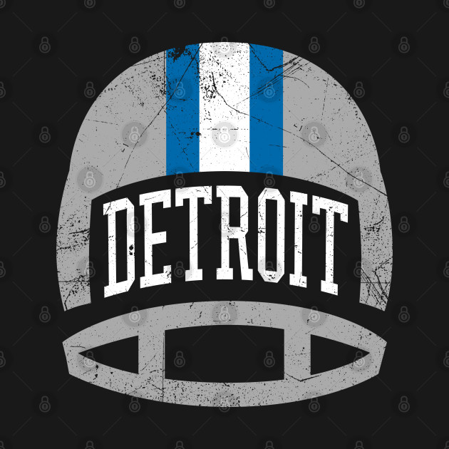 Discover Detroit Retro Helmet - Blue - Lions - T-Shirt