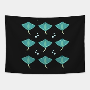 Sea Green Stingray Bubble Pattern Tapestry