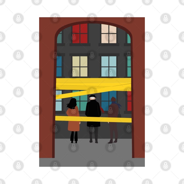 Only Murders In The Building Season 1 Fan Art, Caution Tape & Colored Windows by Blue Moon Barn