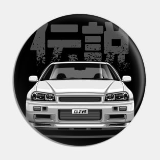 Skyline GTR R34 - Pearl White (Front View Design) Pin