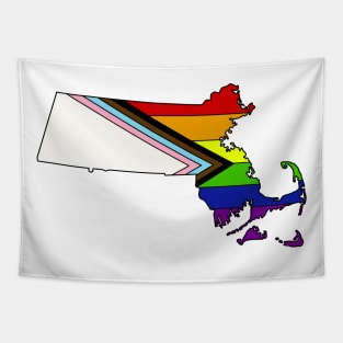 Progress pride flag - Massachusetts Tapestry