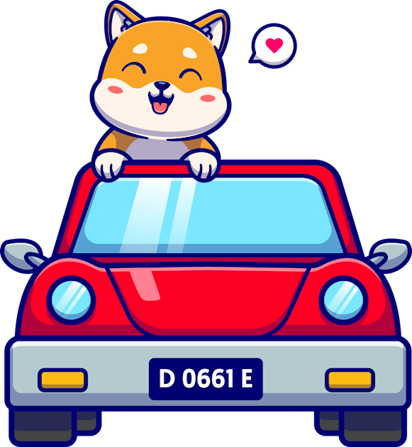 Cute Shiba Inu Driving Car Cartoon Kids T-Shirt by Catalyst Labs