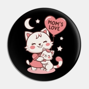 Mom’s Love Cat Mom And Daughter Moon And Stars Cats Lover Pin