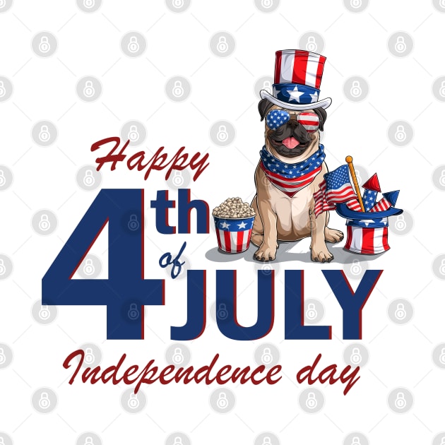 Pug Dog USA America Flag Independence Day 4th July by Macphisto Shirts