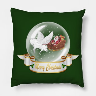 Merry Christmas Greeting. Pegasus, Helping Santa Pillow