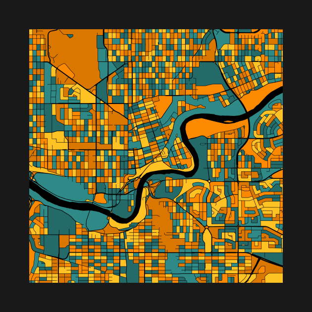 Edmonton Map Pattern in Orange & Teal by PatternMaps