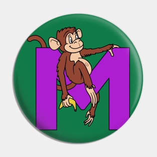 Letter M with Monkey Pin