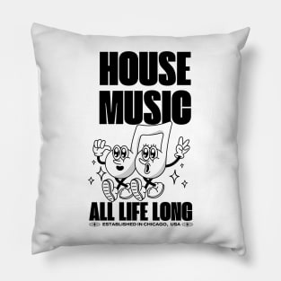 HOUSE MUSIC  - Happy Notes (Black) Pillow