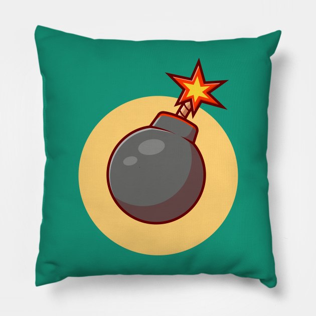 Bomb Cartoon Vector Icon Illustration (2) Pillow by Catalyst Labs