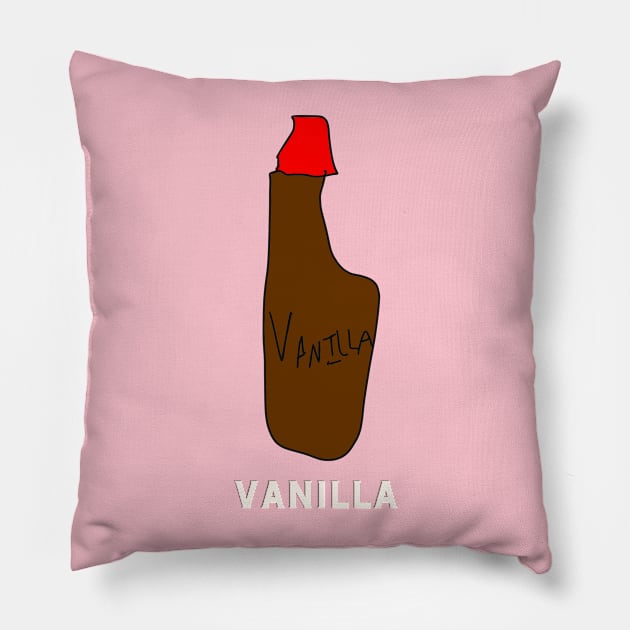 Vanilla Bottle, Mexican Vanilla, Happy Vanilla, Funny T-Shirt, Funny Tee, Badly Drawn, Bad Drawing Pillow by Badly Drawn Design