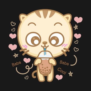 Cute Cat Drinking Bubble Tea | Kawaii Boba Tea T-Shirt