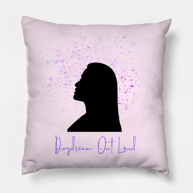 Daydream Out Loud - Female Silhouette Pillow by Tanglewood Creations