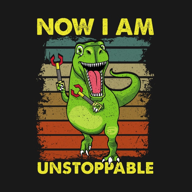 Now I Am Unstoppable TRex Funny Dinosaur Arms Pun by theperfectpresents