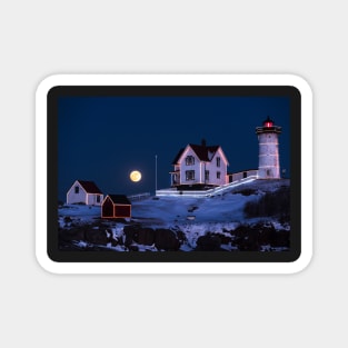 Nubble Lighthouse 2018 New Year Supermoon Cape Neddick Magnet