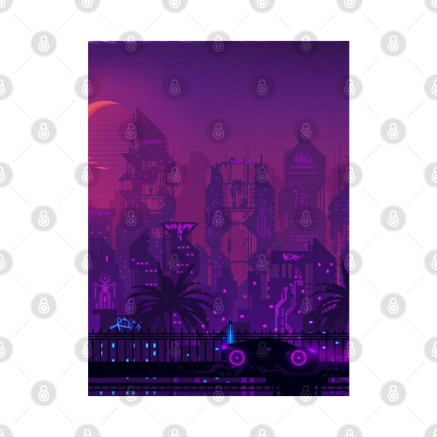 Cyberpunk city / vaporwave art by DenielHast