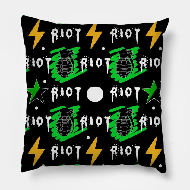 Green anarchism riot pattern Pillow by Meakm