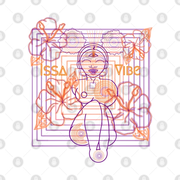 Psychedelic Issa Vibe Spacey Earth Girl (dark tan bg, purple and goldish orange variation) by VantaTheArtist