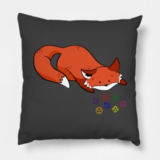 Fox Player With Polyhedral Dice Pillow