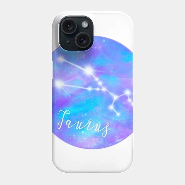 Taurus zodiac sign, Taurus constellation in galaxy sky Phone Case by Orangerinka