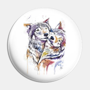 WOLF Colorful Watercolor Pin