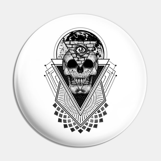 Geometric Skull Pin by SpottydoggCreatives