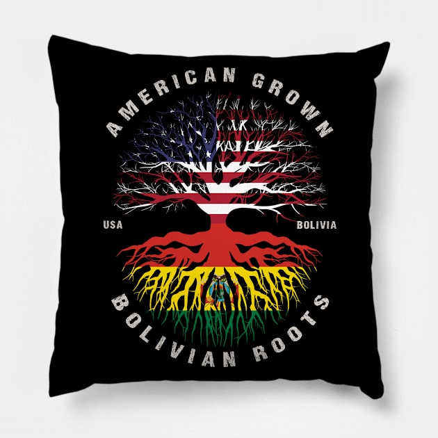 American Grown Bolivian Roots Bolivia Flag Pillow by heart teeshirt