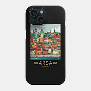 A Pop Art Travel Print of Warsaw - Poland Phone Case