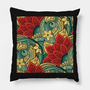 Paisley Print with Vintage Floral Motifs Pillow