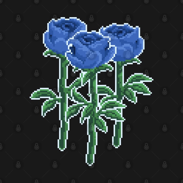 Pixel Art Blue Roses by PixelCarvel