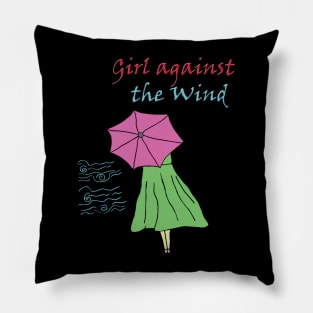 girl against the wind Pillow