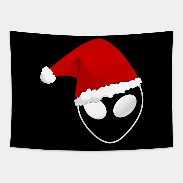 Alien Christmas, Sci Fi, Alien Head, Santa Hat, UFO, Roswell, Martian, Little Green Men, Extraterrestrial, Christmas Space Tapestry by Style Conscious