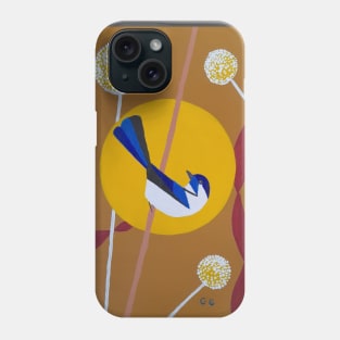 Retro Style Fairy Wren bird art Phone Case