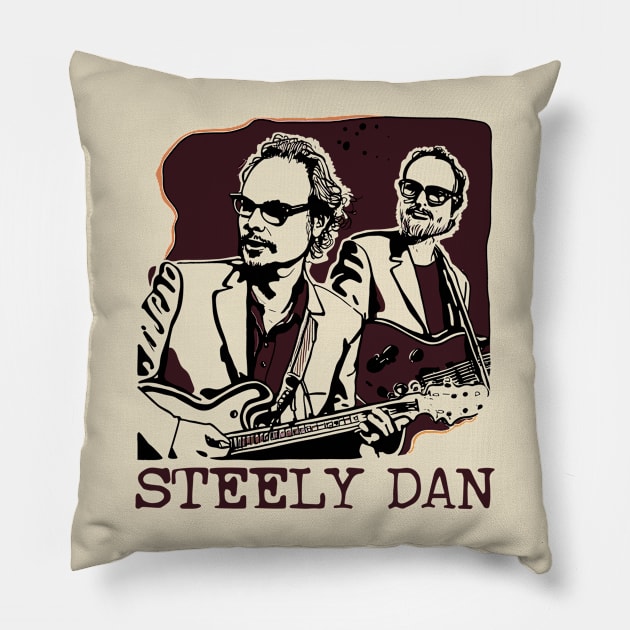 Steely Dan /// Retro Illustration Design Pillow by DankFutura