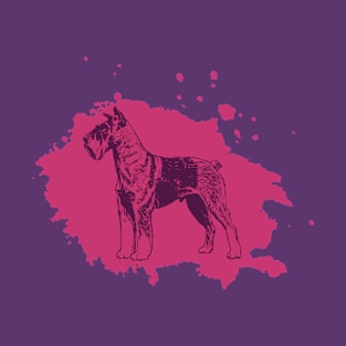 Schnauzer Sketch Purple Splash T-Shirt