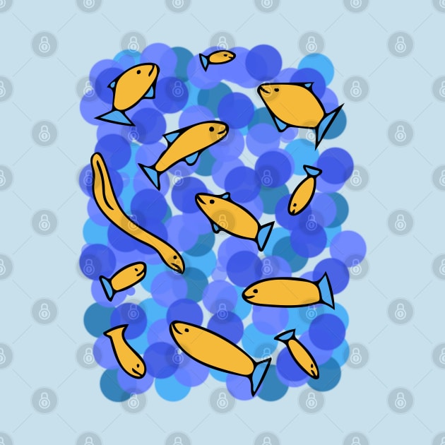 Colorful Cute Yellow Fish Pattern by Davey's Designs