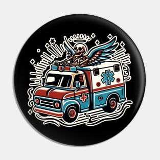 Skeleton Driving Ambulance - Untextured Pin