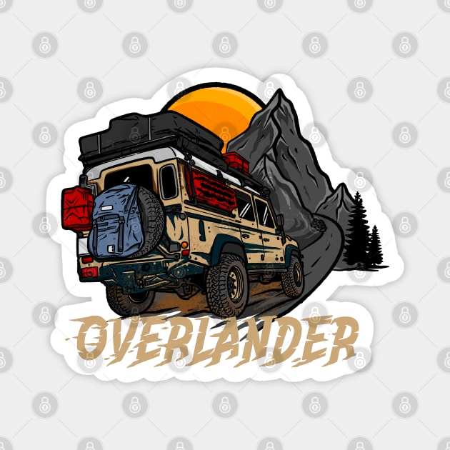 Creme Land Rover Defender Adventure Seeker Magnet by 4x4 Sketch