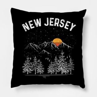 Vintage Retro New Jersey State Pillow