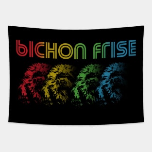 Cool Retro Groovy Bichon Frise Dog Tapestry