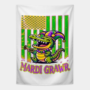 Mardi Grawr, Cajun Carnival Croc Tapestry