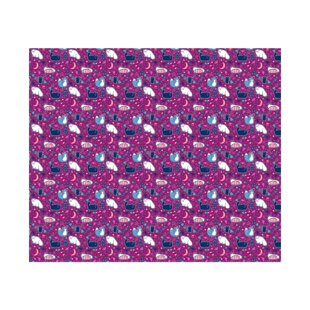 Purple Magical Kitty Pattern by saradaboru